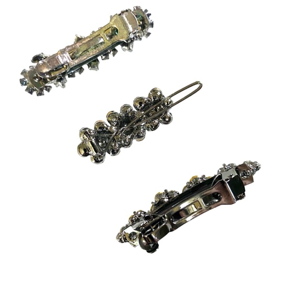 Trio of Petite Crystal Floral Design Barrettes - Picture 6 of 6